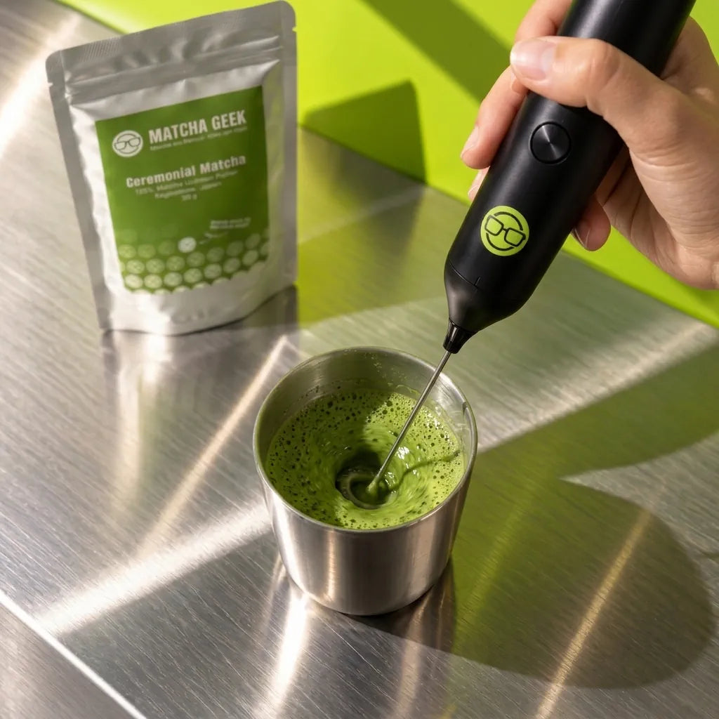 ceremonial matcha kaufen in der schweiz und richtig aufschäumen für eine portion matcha